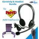 Headset & Belt Clip Bundle for AVM Fritz!Fon C6 black